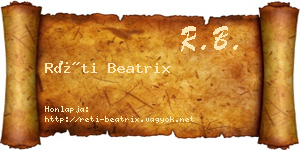 Réti Beatrix névjegykártya